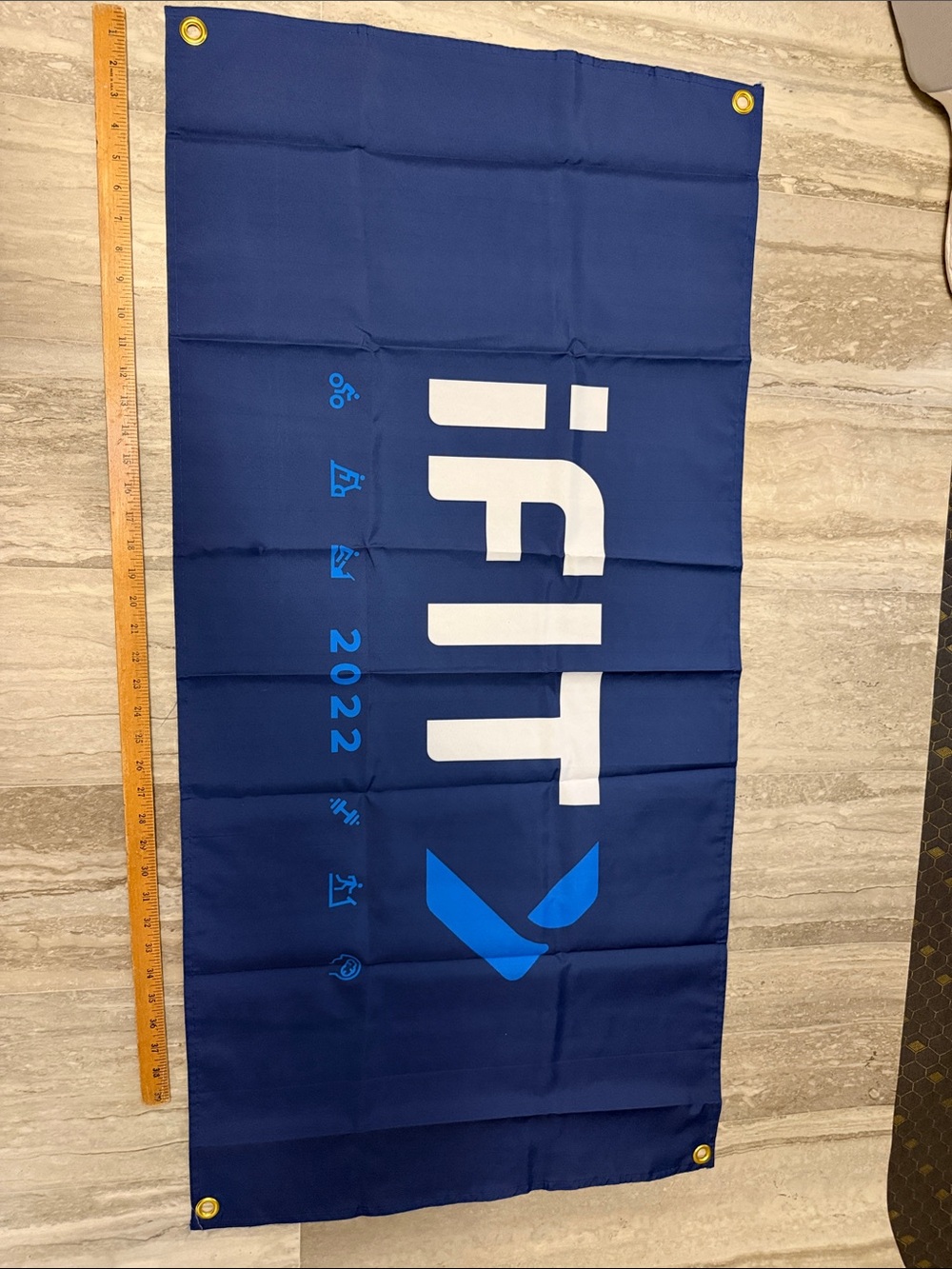 IFit Flag, Reward Yourself, 2022 Navy Blue Fitness Wall Flag - Branded Decor
